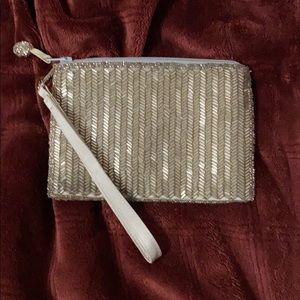 Small silver beaded clutch